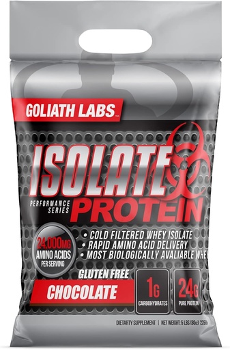 [BRSWIZQOCQFGYGDE] Goliath Labs Isolate Protein Powder [5 lbs/Pack of 1/Chocolate] –Nutrition Isolate Protein, 24g Pure Protein, 7.75g BCAAs, Muscle Building Protein Powder (Packaging May Vary) – Diet & Sports Nutrition