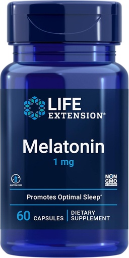 [BRSWIYQFCUHR2AI7] Life Extension Melatonin 1 mg - a nyugalmi éjszaka, hormonegyensúly, és az immunegészség - azonnali kiadás - gluténmentes, nem-GMO - 60 kapszula
