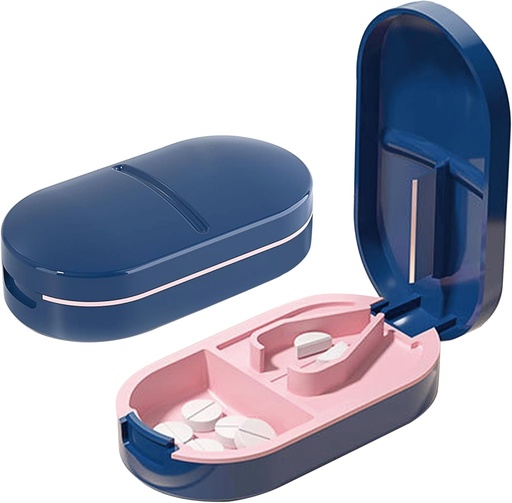 [BRSRAFL6CEAWGELF] Compact Pill Cuter per Precise Slise Slise, divisor de pill, divisió portàtil de Pill per a taules petites, vitamines i Daily Ús (Blue)