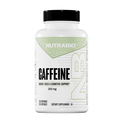 [BRSW2HD6CMBRAAD3] NutraBio 100% Pure Caffeine Capsules (250 Capsules)