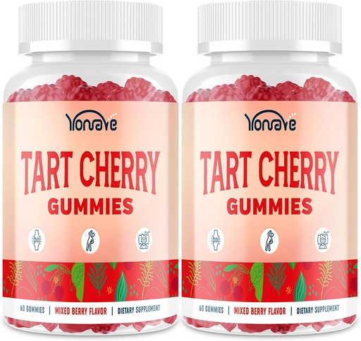 [BRSRAHT7OADWA3D7] 3300mg Tart Cherry Gummies for Uric Acid Cleanse, Sleep, Gout, Joint & Kidney Support – Tart Cherry Extract with Celery Seed, Melatonin, Vitamin C – Detox & Antioxidant – Mixed Berry Flavor, 120 Count