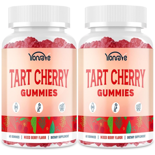 [BRSRAHT7OADWA3D7] 3300mg Tart Cherry Gummies for Uric Acid Cleanse, Sleep, Gout, Joint & Kidney Support – Tart Cherry Extract with Celery Seed, Melatonin, Vitamin C – Detox & Antioxidant – Mixed Berry Flavor, 120 Count