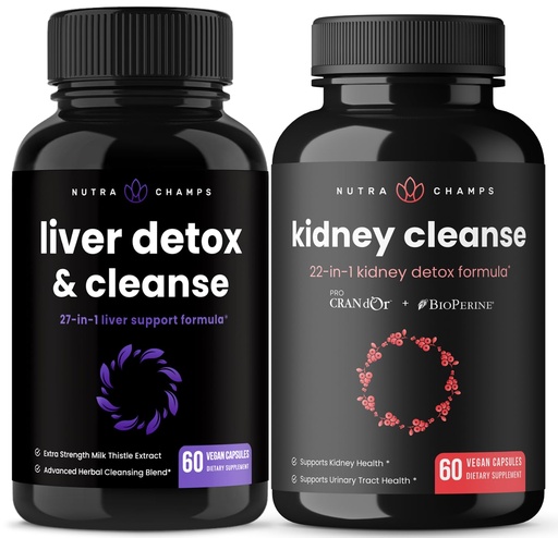 [BRSROGAECQNREH3A] NutraChamps Liver Cleanse Capsules and Kidney Cleanse Capsules 2 Pack Bundle