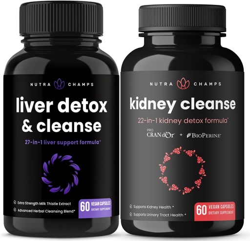 [BRSROGAECQNREH3A] NutraChamps Liver Cleanse Capsules and Kidney Cleanse Capsules 2 Pack Bundle