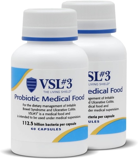 [BRSWYYI2C4MAEG35] VSL #3® Probiotics for Digestive Health, IBS & UC Symptoms - 112.5B CFUs, High-Potency, Multi-Strain, Live, Refrigerated Probiotic, Medical Food for Gut Health Support in Men & Women, 120 Capsules