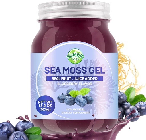 [BRSRMCAQCF5QEHL7] Sea Moss Gel, 18.5OZ Raw Flavored Irish Seamoss Gel Immune and Digestive Support Vitamin Mineral Supplements, Blueberry