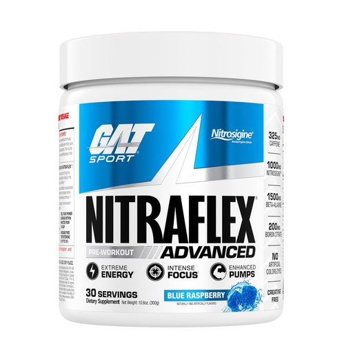 [BRSWIGD3OMIACCDU] GAT SPORT Nitraflex Advanced Pre-Workout Powder, Increases Blood Flow, Boosts Strength and Energy, Improves Exercise Performance, (Blue Raspberry, 30 Servings)