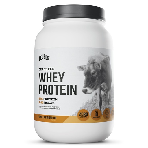 [BRSWGEABPMHB6H3P] Levels Grass Fed Whey Protein Powder, No Artificials, 24G of Protein, Vanilla Cinnamon, 2LB