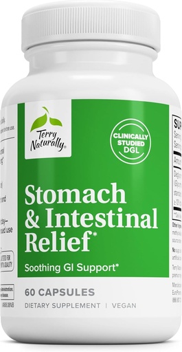 [BRSWIZIMAUJQ23L4] Terry Natural Stomach & Intestinal Relief - For Aid Digestive Health & Intestinal Lining - Occasional Digestive Discomfort to Soothe Stomach - 60 Capsules