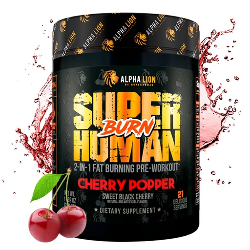 [BRSRMZ3QCR4GECT5] ALPHA LION Superhuman Burn – 2 in 1 Metabolism Booster Pre Workout and Thermogenic Fat Burner for Men – Appetite Suppressant and Weight Loss Supplement (21 Servings, Sweet Black Cherry Flavor)