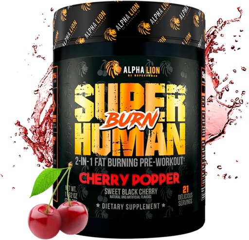 [BRSRMZ3QCR4GECT5] ALPHA LION Superhuman Burn - 2 1ean Metabolismo Booster Pre Workout and Thermogenic Fat Burner for Men - Appetite Suppressant and Weight Loss Supplement (21 zerbitzari, Sweet Black Cherry Flavor)