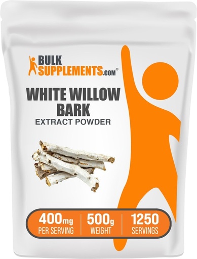 [BRSWIFIBOMGBYYDO] BulkSupplementments.com Biela vŕbová kôra extrakt prášok - bylinné doplnky, biela vŕbová kôra prášok - bez lepidla, 400mg na servírovanie, 500g (1,1 lbs) (pack of 1)
