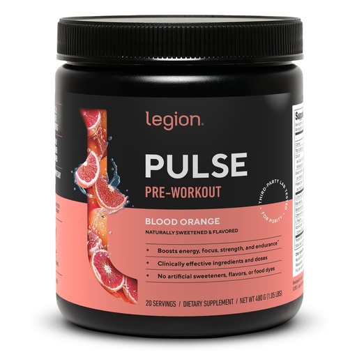 [BRSW2AAOAB6RMC3G] LEGION Pulse Pre Workout - All Natural Nitric Oxide Preworkout Drink to Boost Energy, Creatine Free, Naturally Sweetened, Beta Alanine, Citrulline, Alpha GPC (Blood Orange)