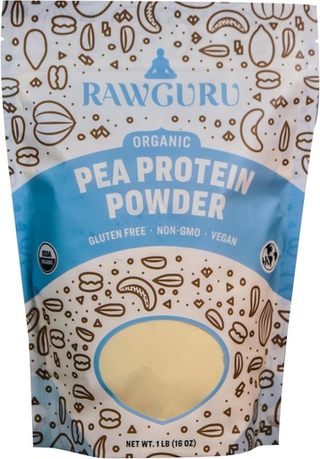 [BRSROEIYOAPWAYLA] RawGuru Organic Pea Protein Powder - 16 oz - USDA Organic | Gluten Free | Non-GMO | Vegan | Plant Protein Powder