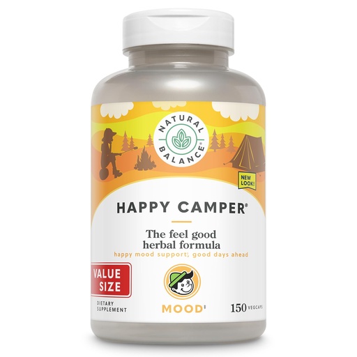 [BRSWYYDQAQNBMHQ3] Natural Balance Happy Camper - Feel-Good Mood Support Supplement - Gotu Kola, Passion Flower, and Kava Kava Capsules - 60-Day Guarantee - 75 Servings, 150 VegCaps