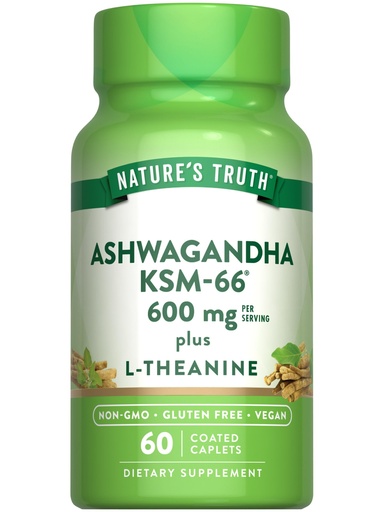 [BRSROGIKOEMWM2DF] Nature's Truth KSM-66 Ashwagandha | 60 Caplets | with L-Theanine | Vegan, Non-GMO, & Gluten Free Supplement