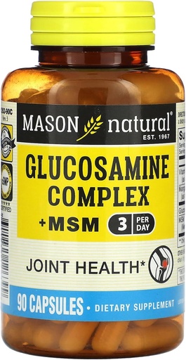 [BRSWIZT2OICBKFLC] MASON NATURAL Glucosamine Complex Plus MSM with Vitamin C - Supports Joint Health, Improved Flexibility and Mobility, 90 Capsules