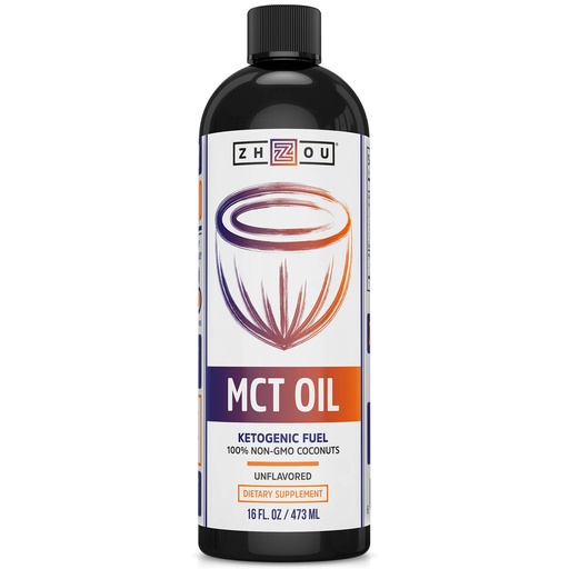 [BRSWGGD4C4DWCE3Z] Zhou MCT Oil - Keto Coconut MCT Oil with Caprylic Acid, Whole Body Wellness, Energy, and Brain Health, Pure Medium Chain Triglycerides for Coffee, Unflavored, Non-GMO - 16 fl oz