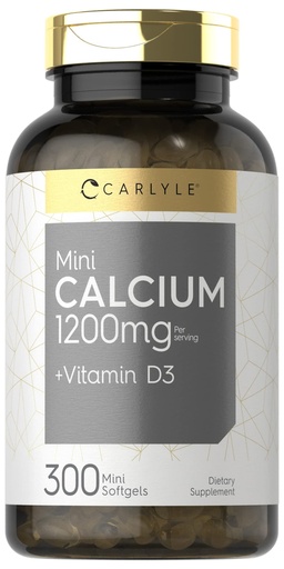 [BRSW2CQ2PMFRQYDK] Carlyle Calcium 1200 mg with Vitamin D3 | 300 Softgels | Non-GMO and Gluten Free Supplement