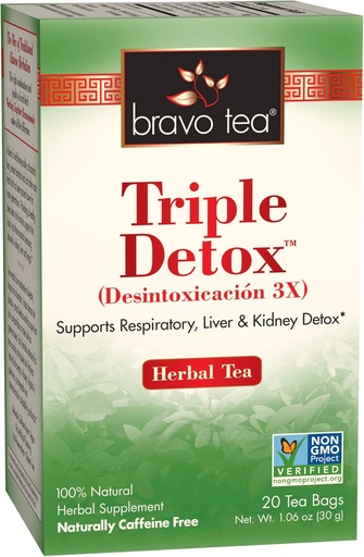 [BRSWGCQ6CEIWYF3D] Te Bravo Triple Detox Helbal Te Caffeine Free, 20 damis de te