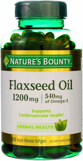 [BRSWIYYOAAOGGADY] Nature's Bounty Flaxseed Oil 1200 mg, Rapid Release Softgels, Natural, White, 125 Count, Pack of 2