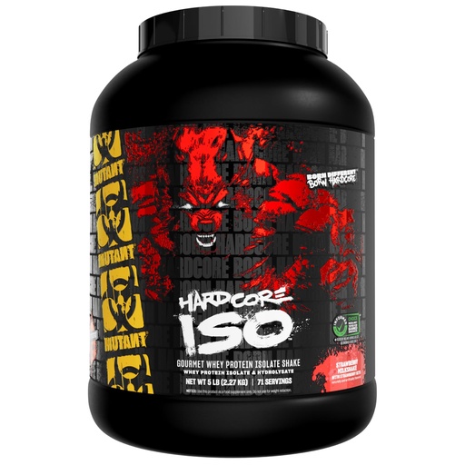 [BRSWKEA4CAOBCHIV] Mutant Hardcore ISO Whey Protein Isolate Powder Acts Fast to Help Recover, Build Muscle, Bulk and Strength, 5 lb - Strawberry Milkshake