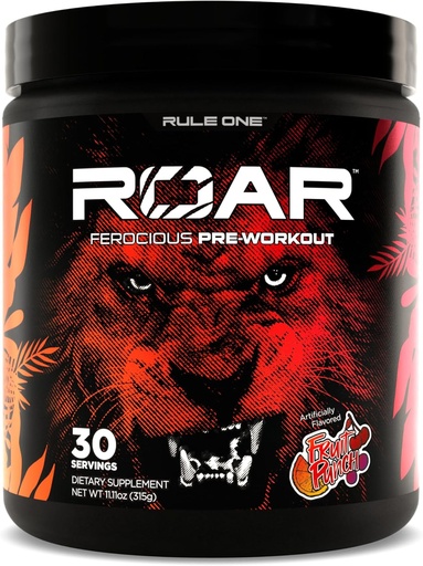 [BRSRO2YPBAGWKAD2] Regula 1 R1 Roar - Praf de pregătire prealabilă cu Creatină, Beta-Alanină, Citrulină, Electroliți și Cafeină (30 Servings, Punch de fructe)