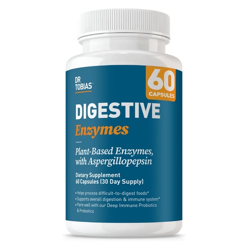 [BRSWICQ4DMDBSF3M] Dr. Tobias Digestive Enzymes Digestion Supplement with 18 Enzymes for Digestion and Gut Health | Includes Amylase Bromelain Lipase Lactase Protease Papain & More (60 Capsules 30 Servings)