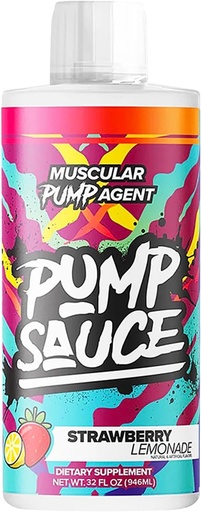 [BRSRAGDYC4JWMHTV] Pump Sauce Pre-Workout - 32 oz, Strawberry Lemonade, No Caffeine, Full Spectrum Liquid, Gluten Free, Vegan, Zero Sugar
