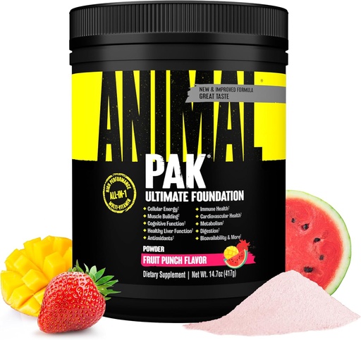 [BRSROZD5DMPBGCDX] Animal Pak - Beleilig all-in-One Vitamin & Supplement pulver - Sink, vitaminer C, B, D, Aminosyrer, immunstøtte, digestive enzymer og mer - Daglig multivitamin for kvinner og menn - 60 Scoops