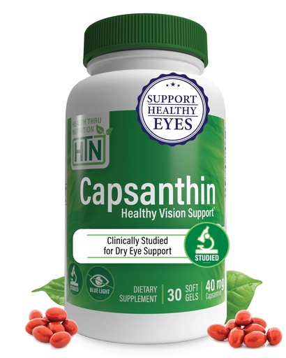 [BRSWYAL7BB5AOGTH] Health Thru Nutrition Capsanthin 40mg - Ultimate Dry Eye Relief | Healthy Vision Support & Blue Light Protection as CapsiClear | Clinically Studied Carotenoid Eye Supplement | Non-GMO | Pack of 30