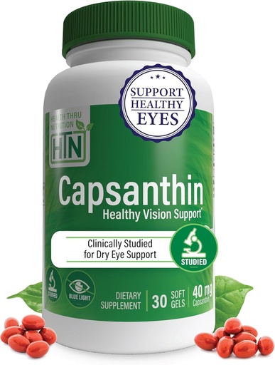 [BRSWYAL7BB5AOGTH] Saúde Thru Nutrition Capsanthin 40mg - Ultimate Eye Supplement □ Healthy Vision Support & Blue Light Protection Dry Eye Alief as CapsiClear Derived from Capsicum Annuum □ Pack of 30