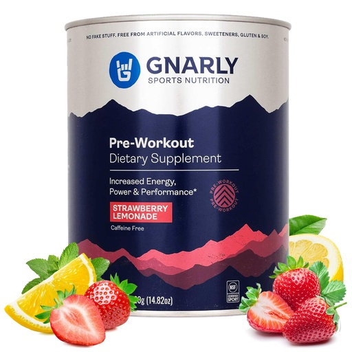 [BRSWGAARBYCAODT7] Gnarly Nutrition Natural Pre-Workout Powder, Strawberry Lemonade – NSF Contents Certified, Endurance & Recovery – Vegan Pre-Workout, Sports Nutrition – Strawberry Lemonade Caffeine Free, 14.82 oz