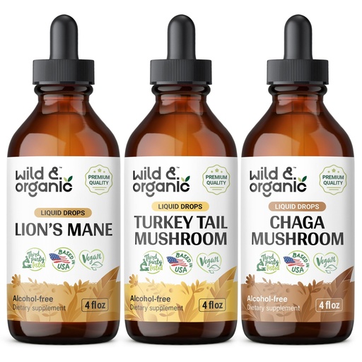 [BRSRAGANCEJR4FYU] Wild & Organic Lion's Mane, Turkey Tail & Chaga Mushroom Tinctures