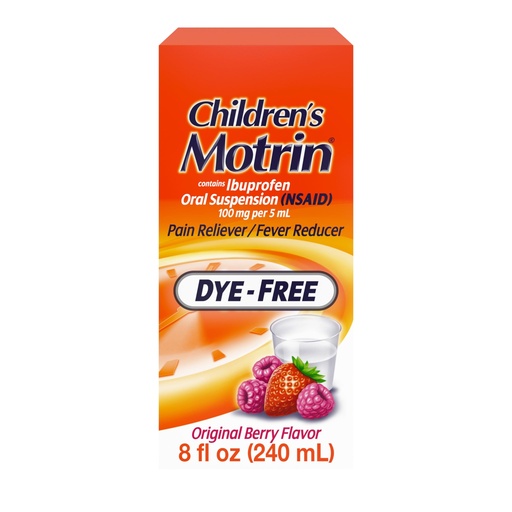 [BRSW2AL2DIBAG2DA] Children's Motrin Oral Suspension 100mg Ibuprofen Medicine, NSAID Fever Reducer & Pain Reliever for Minor Aches & Pains Due to Cold & Flu, Dye Free, Alcohol-Free, Berry Flavored, 8 fl. oz