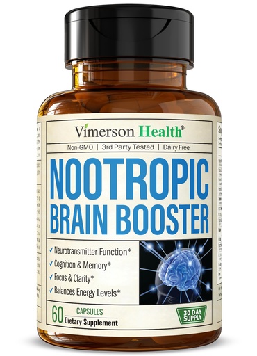 [BRSWKHD2DEDRAYDG] Nootropics Brain Support Supplement - Nootropic Brain Booster for Improved Focus, Concentration & Memory. Brain Nootropic for Brain Health, Mood & Energy Support. Non-GMO. Made in the USA. 60 Capsules