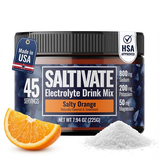 [BRSRAYY7CV7RQDL6] High Sodium Electrolytes | HSA FSA | Salty Orange Hydration with Stevia | Electrolyte Powder for Fasting, POTS, Sweat Recovery | Made in USA | Makes 45 Servings of 32 Fl Oz
