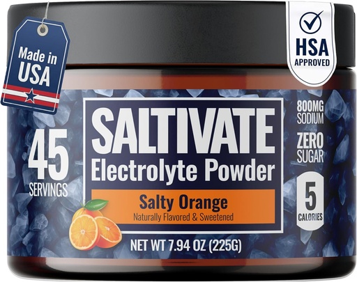 [BRSRAYY7CV7RQDL6] Zero Sugar Electrolyte Powder | Salty Orange Hydration (with Stevia) | High Sodium Potassium Magnesium Electrolytes for Fasting, POTS, Sweat Recovery | Makes 45 Servings of 32 Fl Oz | Made in USA