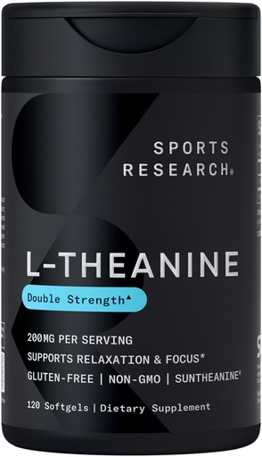 [BRSROGT5OADRA2AZ] Sports Research L-Theanine 200mg with Organic Coconut Oil | Suntheanine Supplement for Focus, Relaxation & Alertness | Double Strength, Non-GMO & Gluten Free