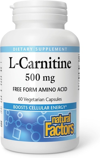 [BRSWIYQLPN6Q4EAZ] Doğal Faktörler, L-Carnitine 500 mg, Enerji Desteği, 60 Capsules (60 Hizmet)