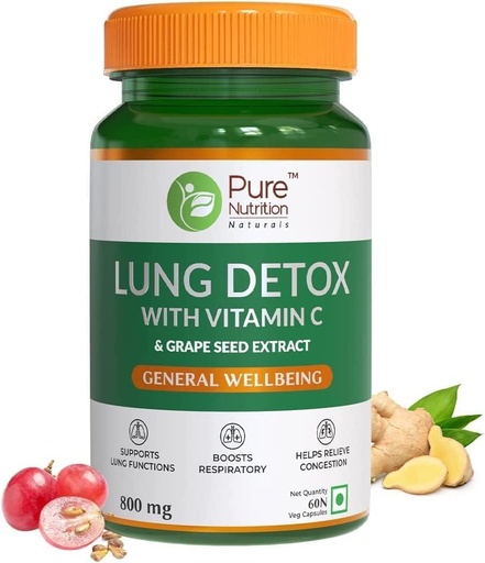 [BRSRO2QCAUJRYHY7] SENTA Pure Nutrition Lung Detox Supplement with Natural Herbal Blend of Vitamin C, Grapeseed & Vasaka Leaves Extract | Lung Cleanser for Detoxification of Lung and Immune Defence - 60 Veg Capsules