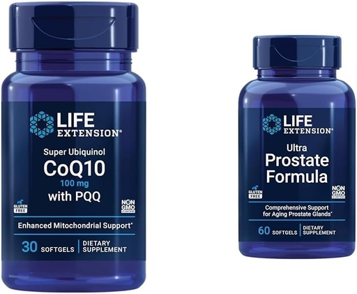 [BRSROAIKDIIBMC32] Life Extension Super Ubiquinol CoQ10 with PQQ, CoQ10, PQQ & Ultra Prostate Formula, Saw Palmetto for Men, pygeum