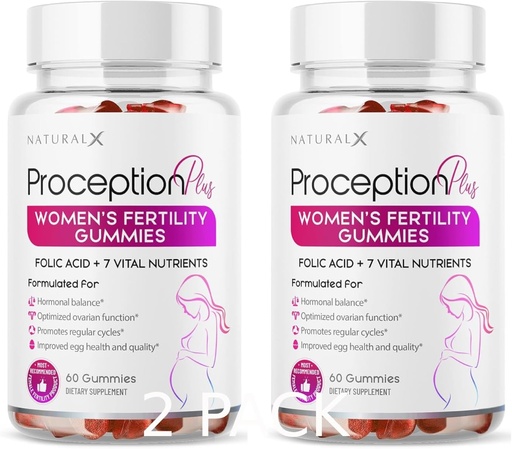 [BRSRA237CB7RSCLV] Fertility Gummies for Women - Myo-Inositol, Folic Acid, Biotin, B Vitamins - Inositol Supplement for Female Fertility Support, Hormone Balance, Ovulation, Prenatal Conception (60 Gummies, 2 Pack)