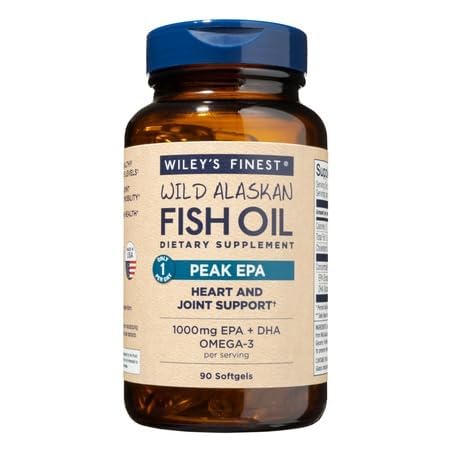 [BRSWGGQCBUPWAALA] Wiley's Finest Wild Alaskan Fish Oil Peak EPA - Triple Strength Peak EPA & DHA Supplement - 1000mg Fish Oil - Omega-3s for Joint Health Support - 90 Softgels (90 Servings)