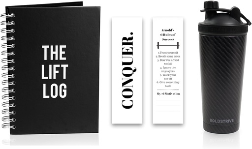 [BRSROAA7CMIRMDIY] Bình lắc dao không rỉ thép, lọc nước với tạp chí Black Carbon Fiber & Workout Journal với Đánh dấu – 6 tháng không có đường