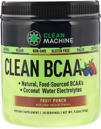 [BRSWKFAOAEIWIDLG] Clean Machine BCAA Fruit Punch Powder, 30Count