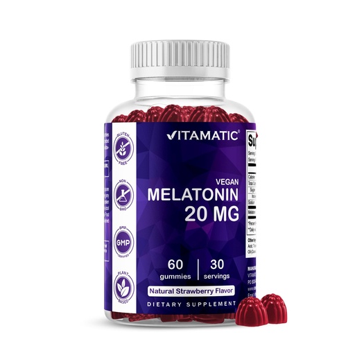 [BRSW2GAEBF6GC3LU] Vitamatic Melatonin 20mg Gummies for Adults, 30 Servings - 60 Count - Non-Habit Forming Supplement