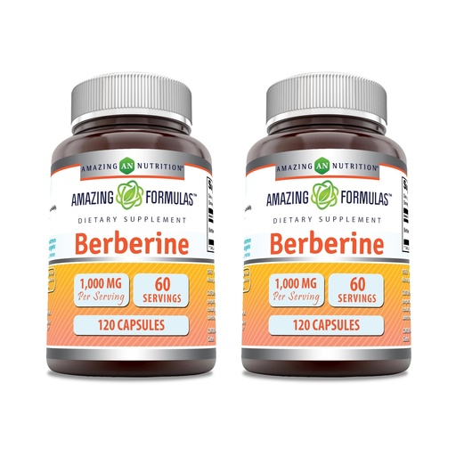 [BRSROHTYOJ6RMYDF] Amazing Formulas Berberine 1000mg Per Serving Capsules Supplement | Non GMO | Gluten Free | Made in USA (120 | 2 Pack)
