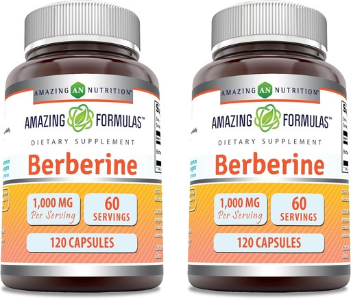 [BRSROHTYOJ6RMYDF] Amazing Formulas Berberine 1000mg Per Serving Capsules Supplement | Non GMO | Gluten Free | Made in USA (120 | 2 Pack)