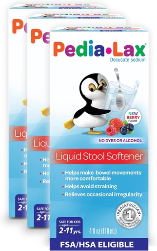 [BRSWIYATARYRYGA7] Pedia-Lax Liquid Stool Softener for Kids, Ages 2-11, Berry Flavor, 4 Fl Oz (Pack of 3) Packaging alda daiteke: